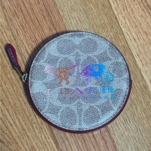 Coach Signature Coin Pouch with Red Trim